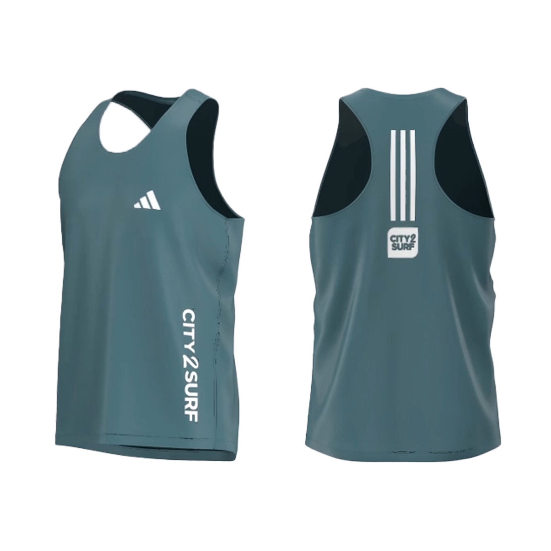 adidas City2Surf 2024 Men's Tank - Artic Green